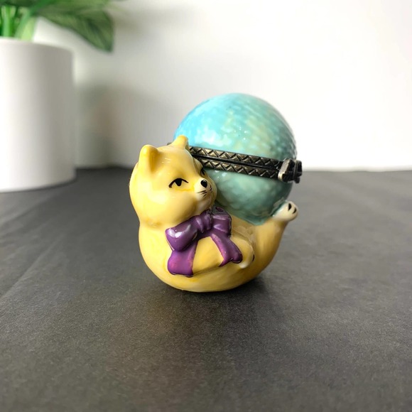 90s Cat Earring or Ring Box Ceramic Jewelry Container Vintage - Picture 6 of 12